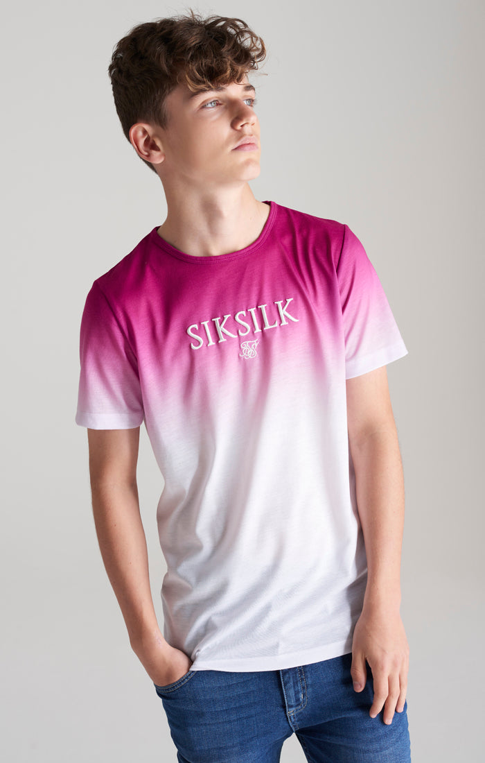Cargar imagen en el visor de la galería, Camiseta SikSilk con degradado en los hombros - Rosa y blanco