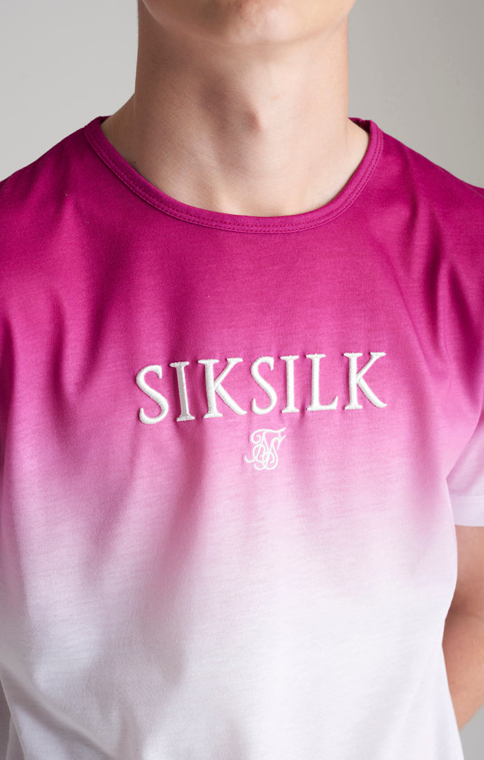 Cargar imagen en el visor de la galería, Camiseta SikSilk con degradado en los hombros - Rosa y blanco (1)