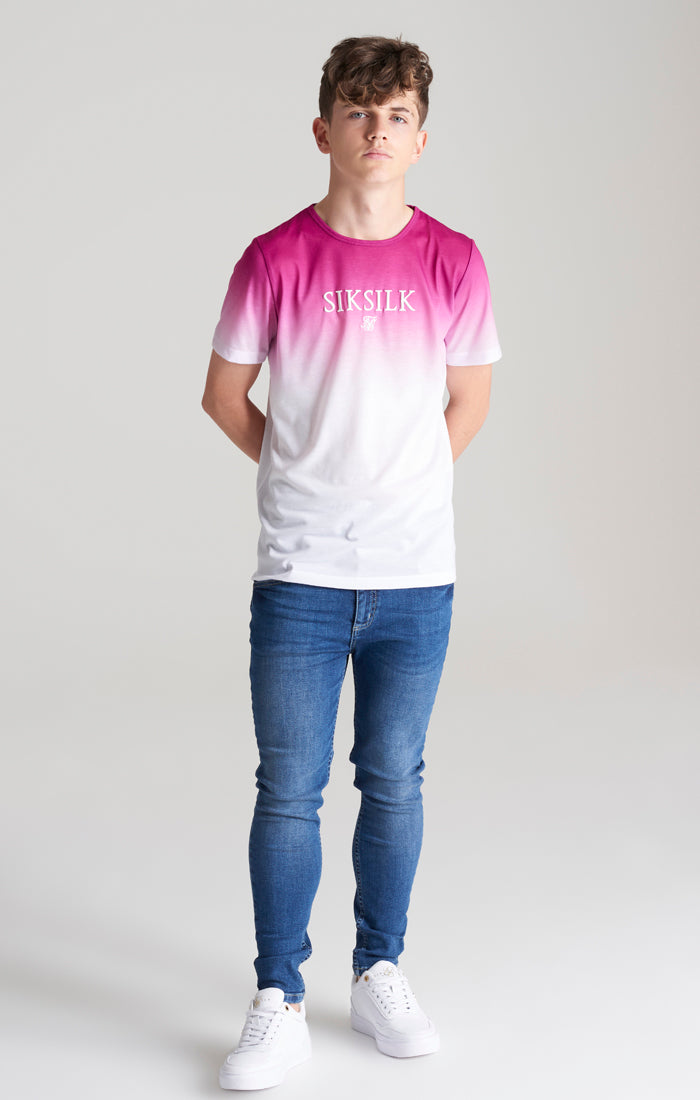 Cargar imagen en el visor de la galería, Camiseta SikSilk con degradado en los hombros - Rosa y blanco (2)
