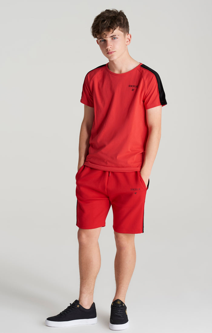 Cargar imagen en el visor de la galería, Boys Red Raglan Panelled T-Shirt (4)