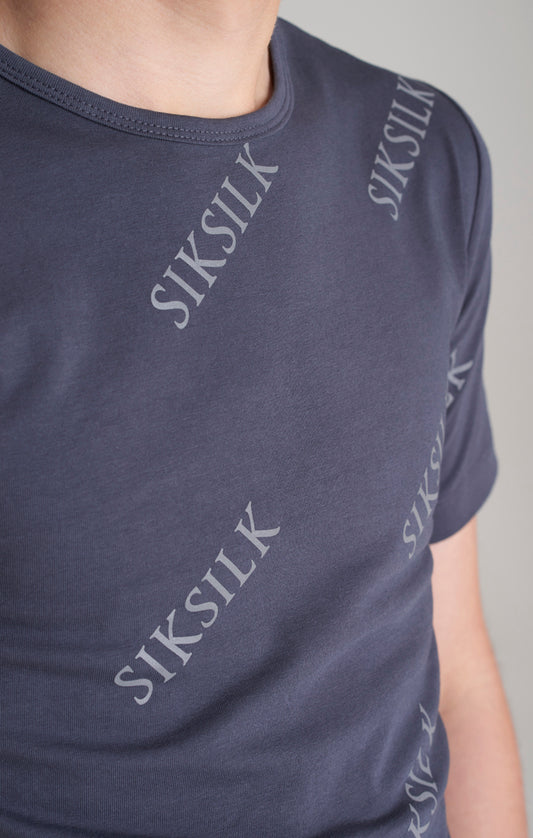 Camiseta SikSilk con estampado completo de monograma - Gris