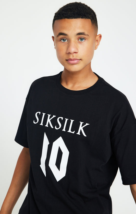 Camiseta extragrande Messi X SikSilk logo - Blanco y negro