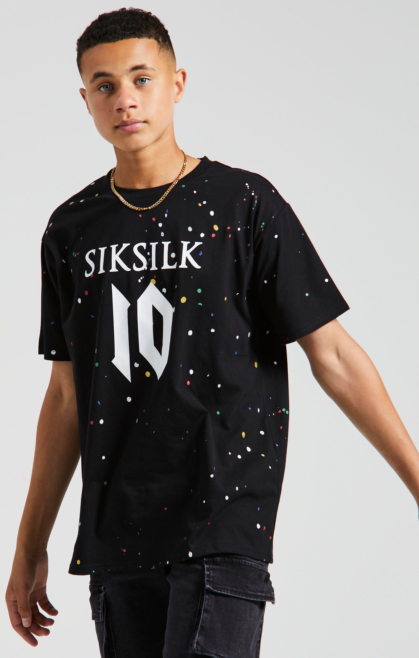 Laad de afbeelding in de Galerij viewer, Camiseta Messi x SikSilk Paint Splat Negra