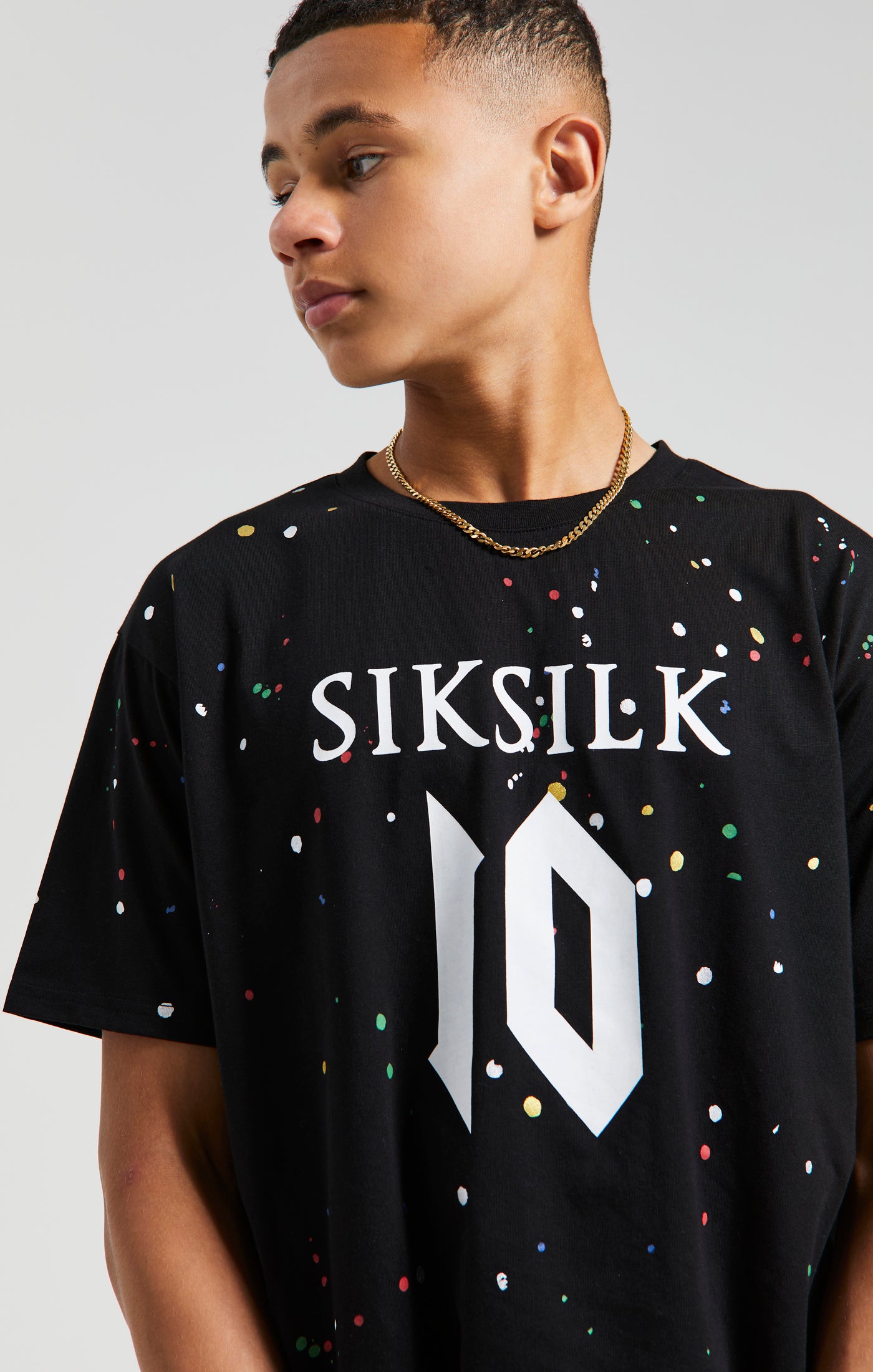 Laad de afbeelding in de Galerij viewer, Camiseta Messi x SikSilk Paint Splat Negra (1)