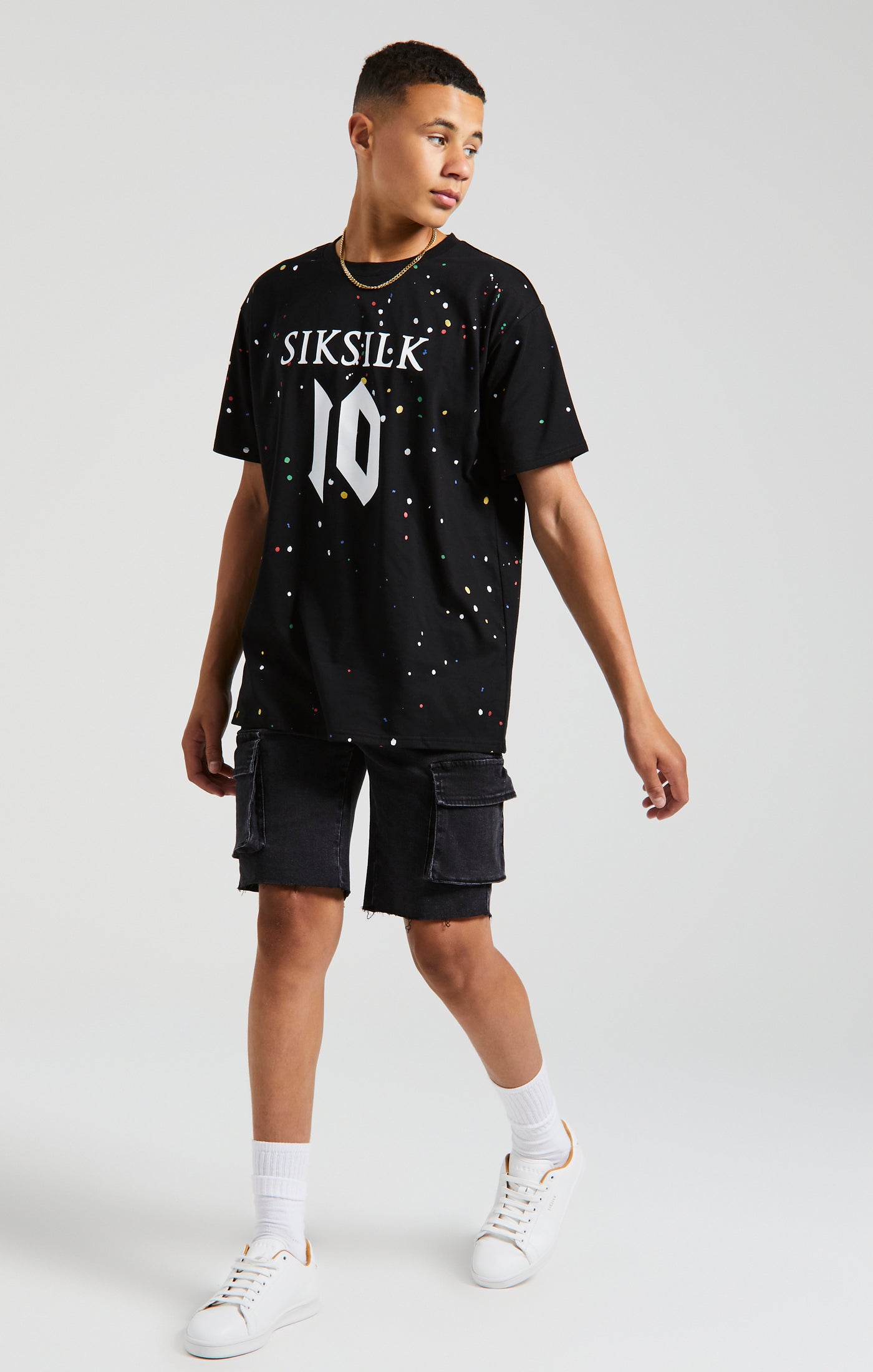 Laad de afbeelding in de Galerij viewer, Camiseta Messi x SikSilk Paint Splat Negra (2)