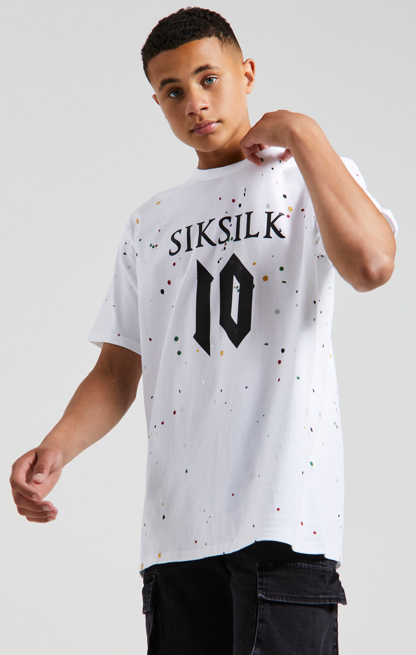 Cargar imagen en el visor de la galería, Camiseta con Pintura Salpicada Messi x SikSilk - Blanca
