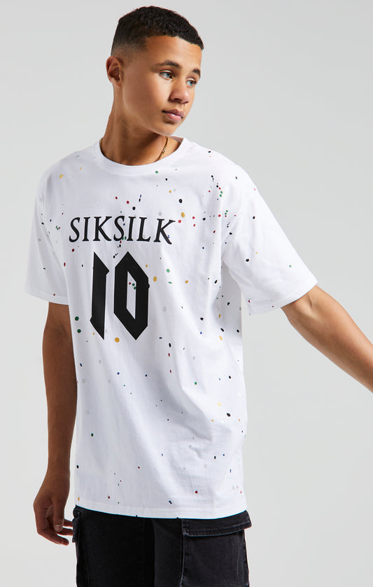 Camiseta con Pintura Salpicada Messi x SikSilk - Blanca