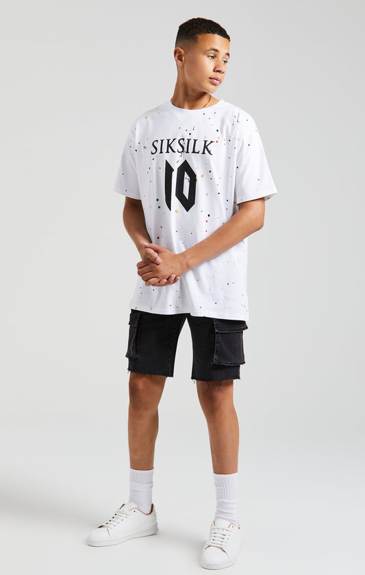 Camiseta con Pintura Salpicada Messi x SikSilk - Blanca