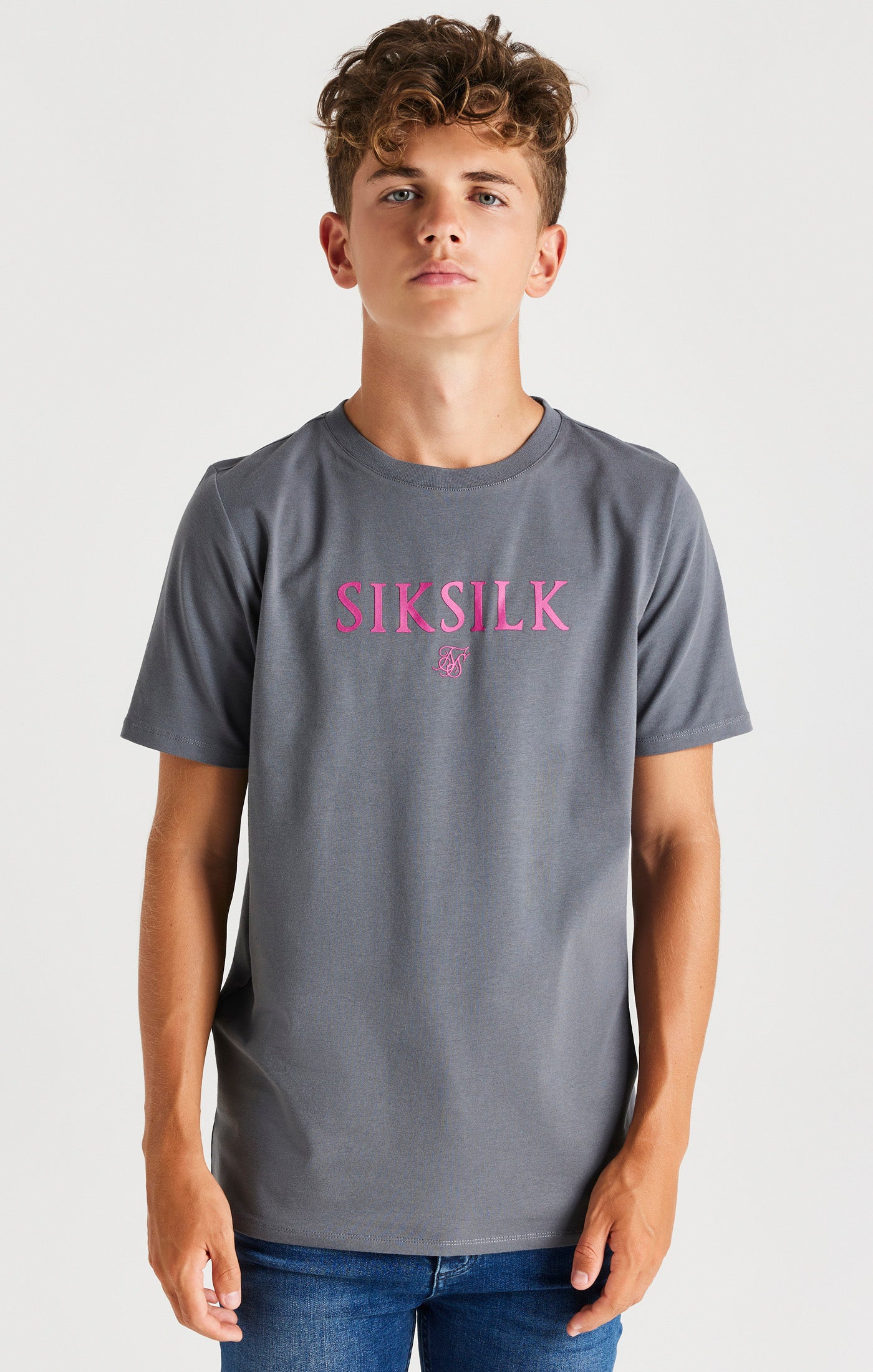 Cargar imagen en el visor de la galería, Camiseta SikSilk con la marca - Gris