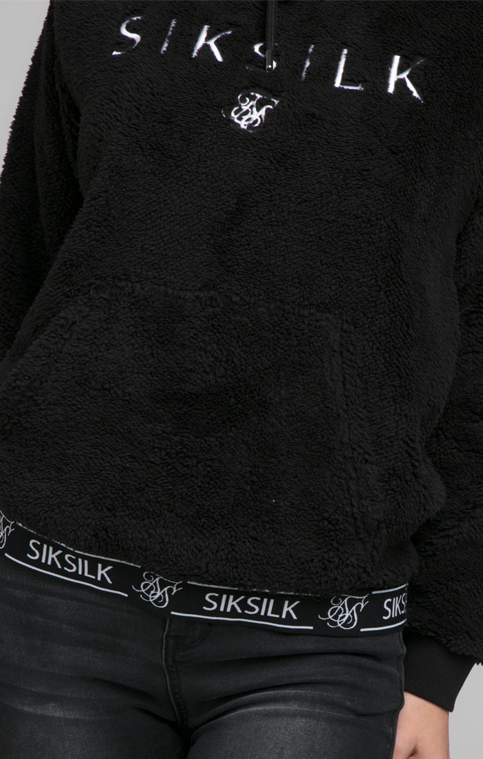 Laad de afbeelding in de Galerij viewer, Sudadera SikSilk Sherpa con cinta y capucha - Negro (1)