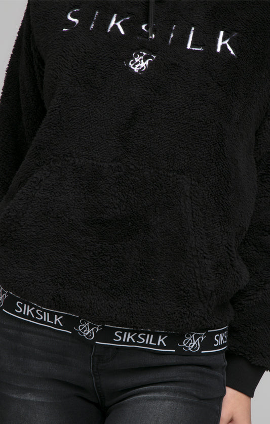 Sudadera SikSilk Sherpa con cinta y capucha - Negro