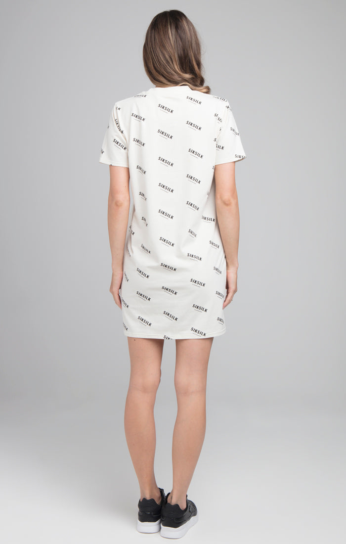 Cargar imagen en el visor de la galería, SikSilk Repeat Print T-Shirt Dress - Beige (4)