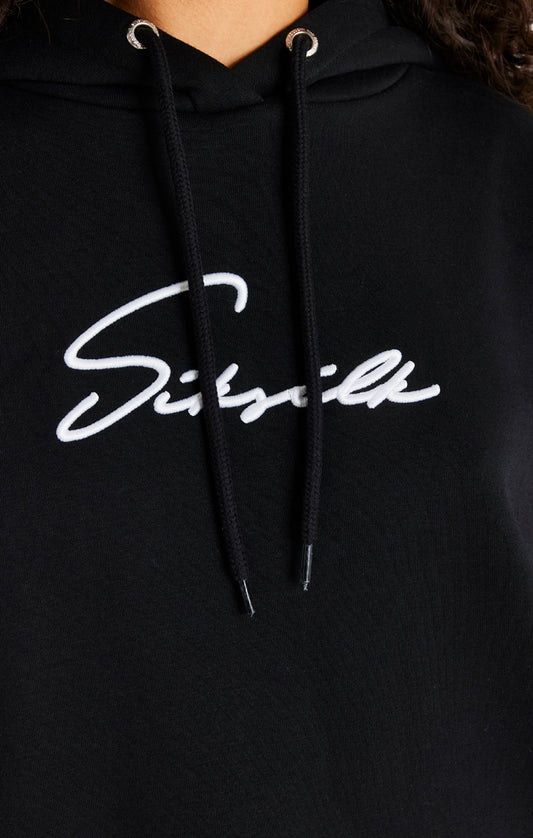 Vestido sudadera extragrande SikSilk Signature con capucha - Negro