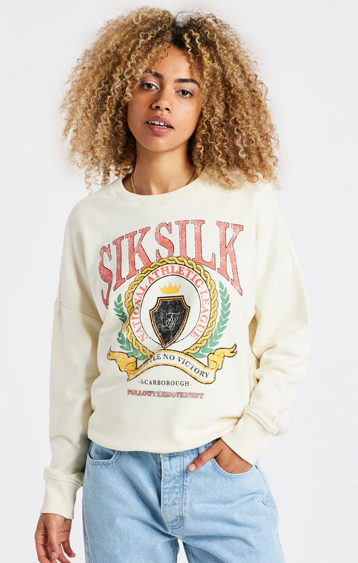Cargar imagen en el visor de la galería, SikSilk Varsity Oversize Sweatshirt - Ecru
