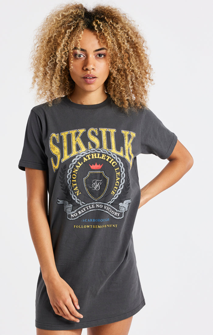 Cargar imagen en el visor de la galería, SikSilk Varsity T-Shirt Dress - Washed Grey