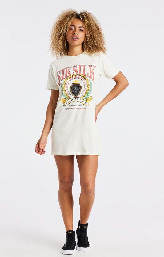 SikSilk Varsity T-Shirt Dress - Ecru