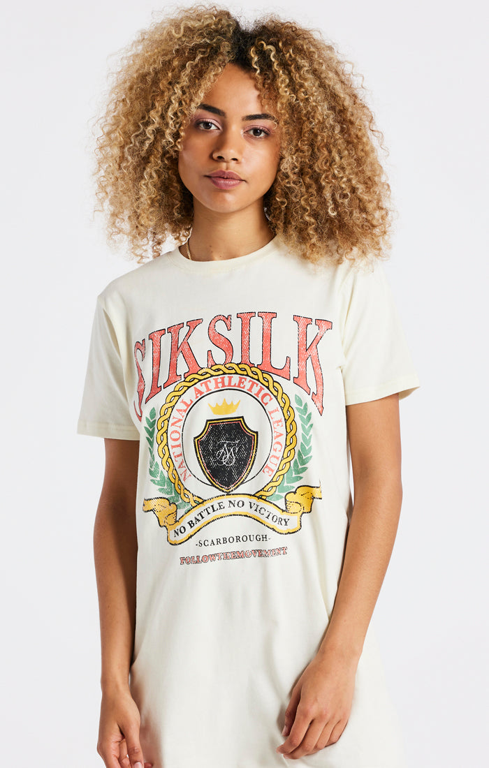 Cargar imagen en el visor de la galería, SikSilk Varsity T-Shirt Dress - Ecru (1)