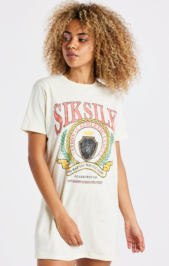 Cargar imagen en el visor de la galería, SikSilk Varsity T-Shirt Dress - Ecru