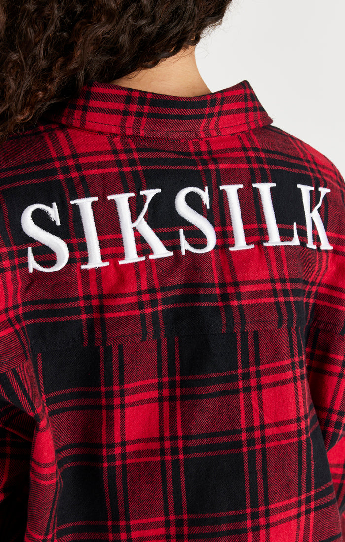 Cargar imagen en el visor de la galería, SikSilk Oversized Check Shirt - Red (1)