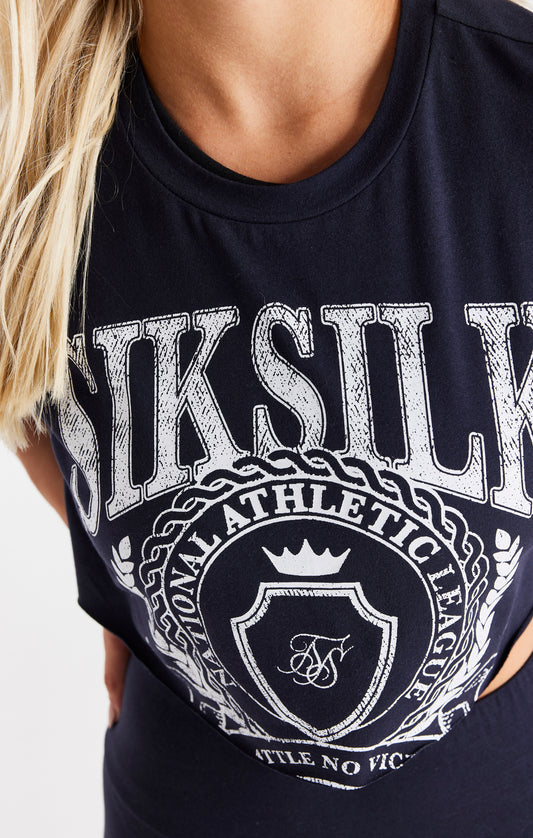 Camiseta corta universitaria SikSilk - Azul marino