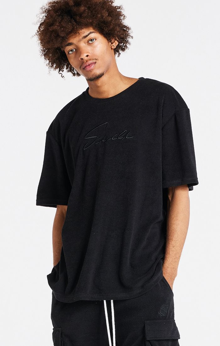 Cargar imagen en el visor de la galería, Black Towelling Oversized T-Shirt