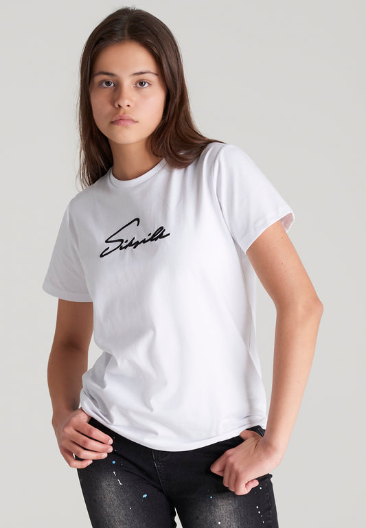 Camiseta boyfriend SikSilk Signature - Blanco