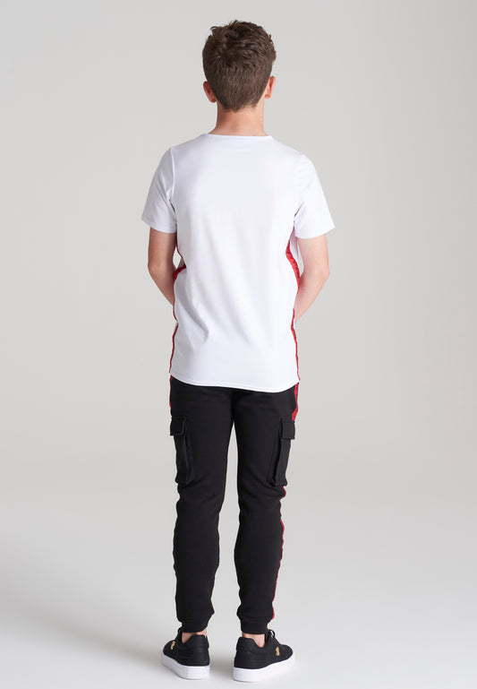 Camiseta SikSilk de estilo paracaidista - Blanco y rojo